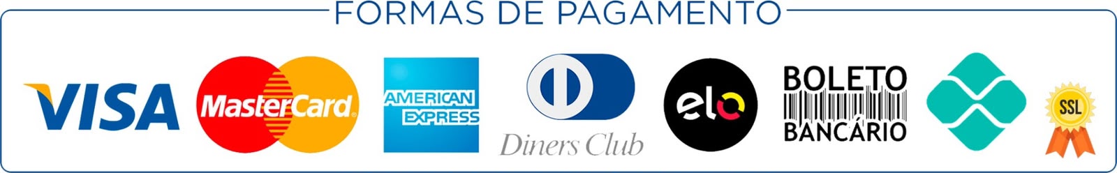 formas de pagamento aceitas: visa, mastercard, american express, diners club, elo, boleto bancário e pix — site seguro com ssl